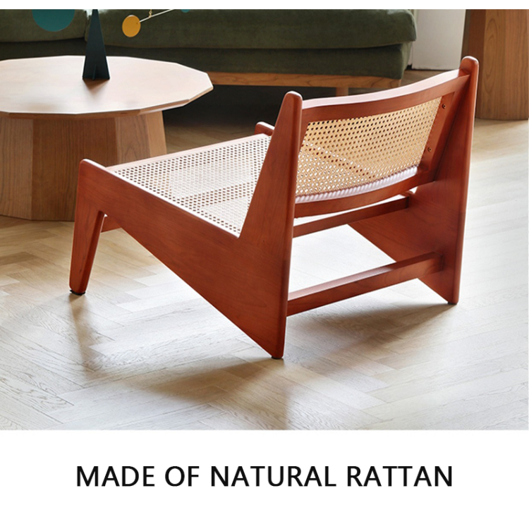 Japanese Style Solid Wood Rattan Wicker Single Sofa Chair