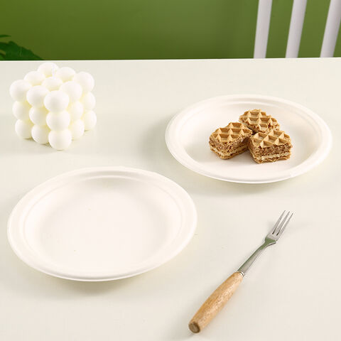 Platos desechables ecológicos para cena, platos rectangulares de papel para  pastel de cumpleaños, 50 unidades