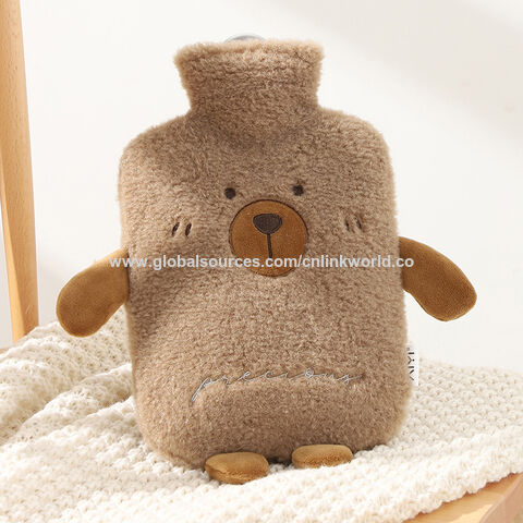 Electric Hot Water Bottle Rechargeable Heating Pad, Portable Hot Water Bag,  Soft Fleece Cover 