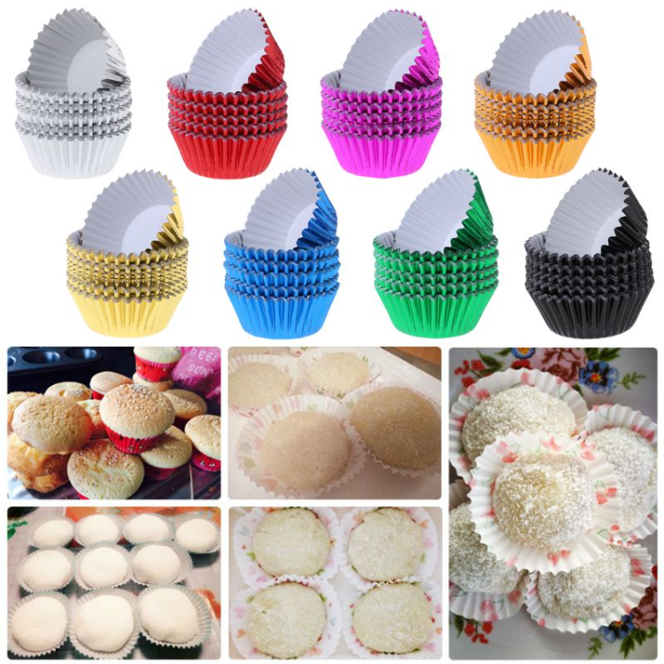 50pcs Aluminum Foil Cupcake Liners Muffin Liners, Heat Resistant Baking Cups  For Festivals, Holidays, Parties