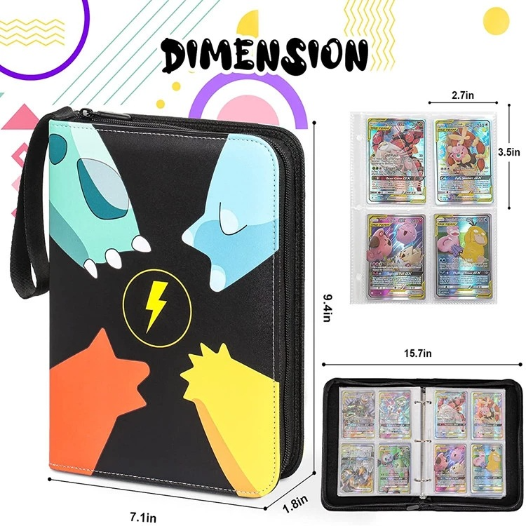 400 Pockets Trading Card Sleeves, Carrying 4-Pocket Binder, Album Pages  Card Collector Coin Holders Wallets Sleeves Set for Pokemon Trading Cards