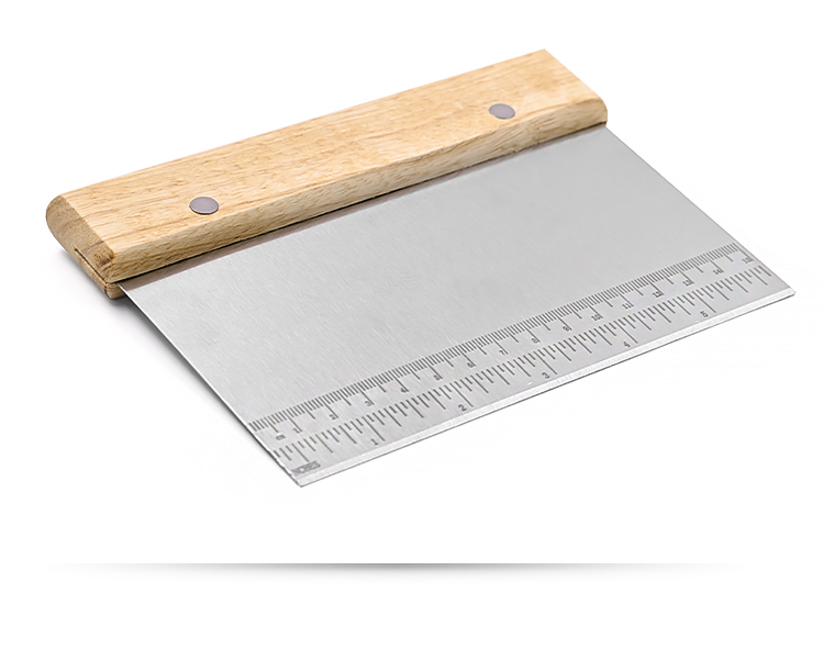 Stainless Steel Dough Cutter (w/ Wood Handle & Ruler)