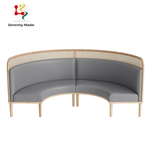 Modern Restaurant Furniture Half Circle Natural Wicker Rattan Back Wooden Restaurant Booths Sofa Explore China Wholesale Half Circle Restaurant Booths and Modern Restaurant Booths Booth Sofa Restauran...