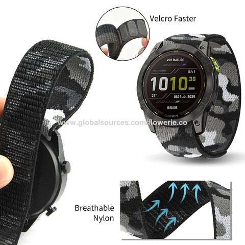 Pour Garmin Tactix 7 Pro / Fenix 7X / Fenix 6X Pro 26mm Nylon Bracelet de  montre Remplacement du bracelet