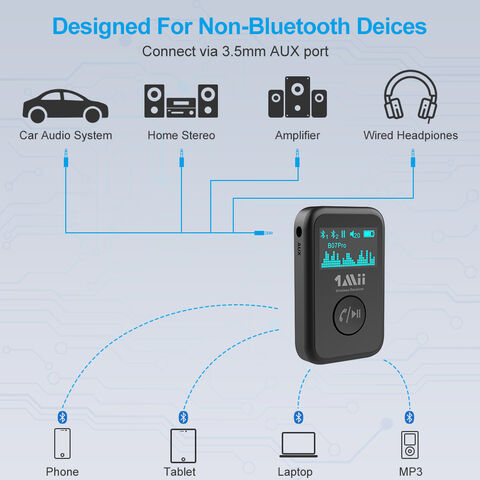 Adaptateur Bluetooth 5.3 Bluetooth voiture avec prise AUX 3,5 mm et  microphone