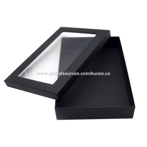 Black Folding Paper Box With Transparent Cover