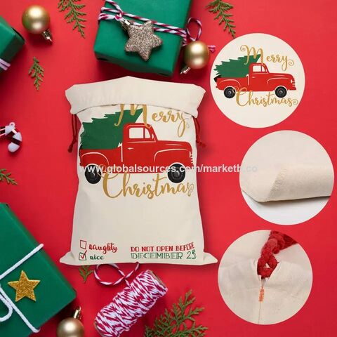 2pcs Bolsas De Regalo De Santa Claus De Navidad, Bolsa De Tela Grande Con  Cordón, Bolsa De Almacenamiento Reutilizable Para Regalos De Navidad, Para T