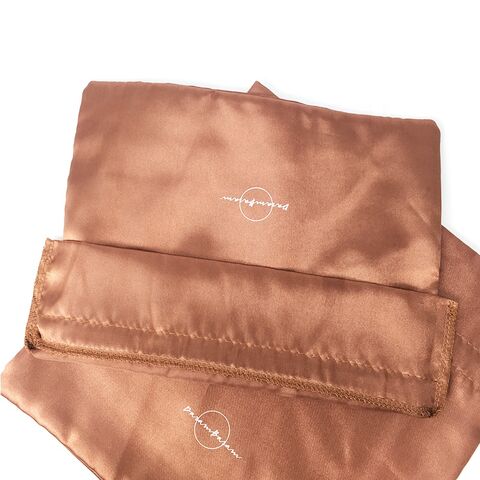 Chocolate Brown & Gold Silk Jewellery Pouch With Satin Lining And  Drawstring Closure