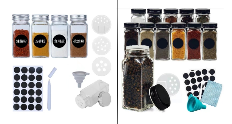 12/15pcs Glass Spice Jars with Bamboo Airtight Spice Organizer