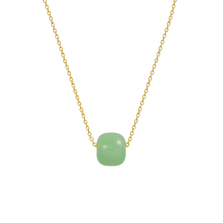 Buy China Wholesale Wholesale Non Tarnish Free Waterproof Minimalist  Jewelry Green Jade Pendant Necklace Women Stainless Steel Necklace Chain & Stainless  Steel Necklace Chain $3.12