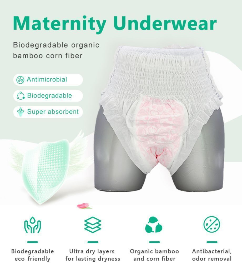 Underwear Pack No Show Womens Cotton Maternity Underwear Maternity  Pregnancy Panties Postpartum Mother Under (Blue, L)