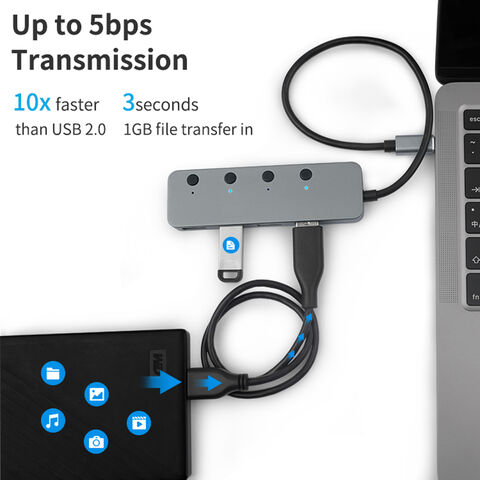 Hub USB 3.0 alimenté, 7 Ports USB 3.0 Splitter avec Câble Long de