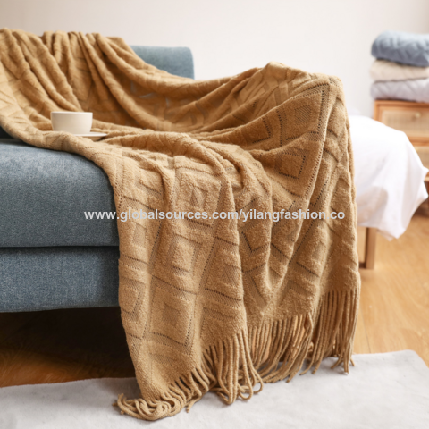 Sofa Cover Blanket, Solid Color, Summer Office AIRconditioning Nap Blanket,  Knitted Small Blanket 