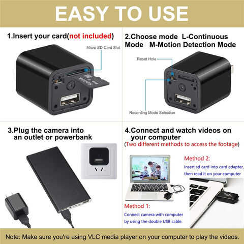 Mini Camera Espion USB Chargeur, Caméra Cachée 1080P Vision Nocturne