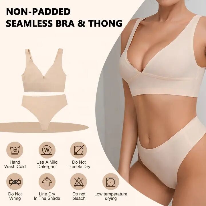 Skin Race Back Padded Adhesive Seamless Bra And High Waist Thong Underwear  Set Bra & Brief Sets - Buy China Wholesale Women's Underwear Sets $1.25