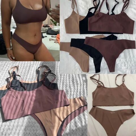 Skin Race Back Padded Adhesive Seamless Bra And High Waist Thong Underwear  Set Bra & Brief Sets - Buy China Wholesale Women's Underwear Sets $1.25