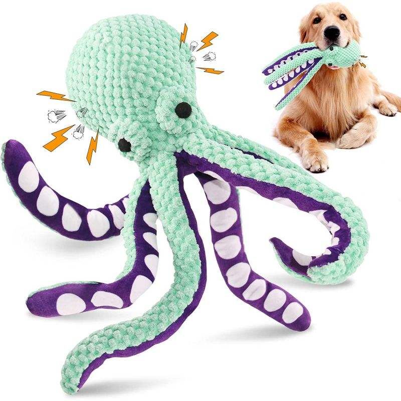 Octopus Dog Toy Bite-Resistant Anxiety Relieve Fun Squeak Plush