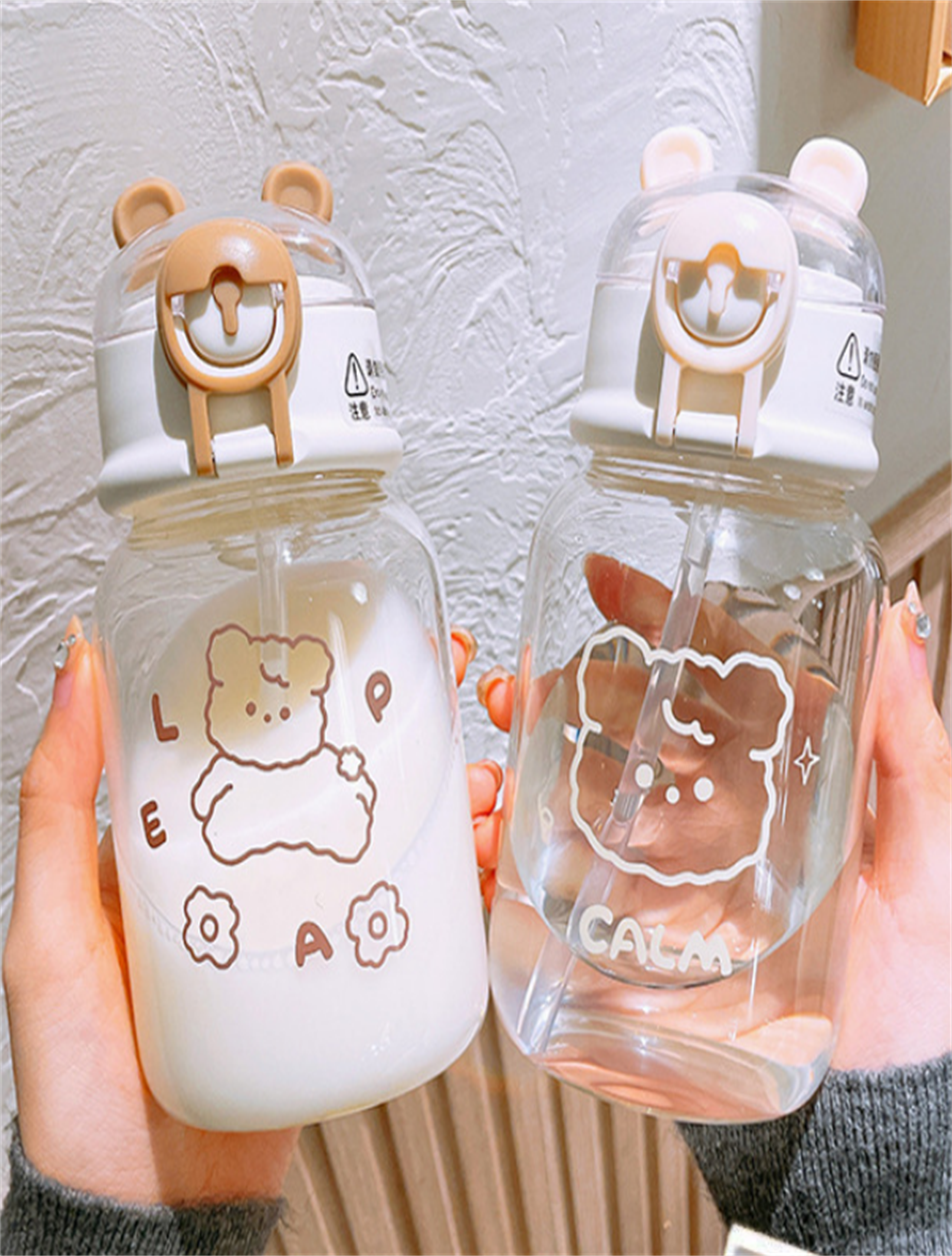 Kawaii Bear Sippy Cup 19oz Clear Bear Glass Cup with Lid and Straw Cute  Kawaii Bear Glass Bottle Mug…See more Kawaii Bear Sippy Cup 19oz Clear Bear