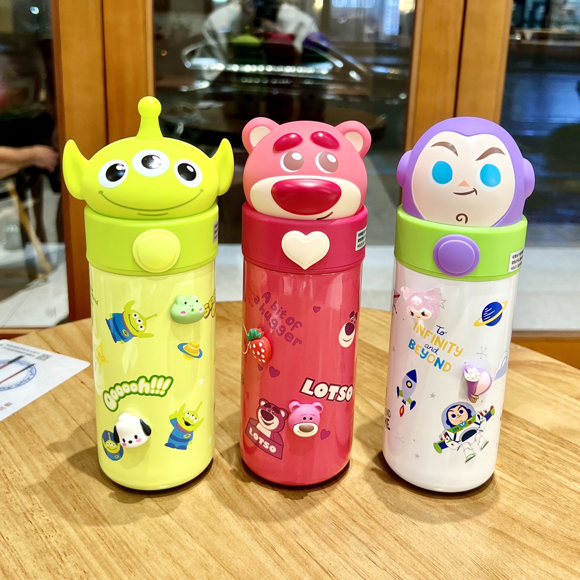 Baby Vacuum Flask with Cup Holder Silicone Straw Water Bottle Bounce Lid 304 Stainless Steel Cartoon Pattern, Size: One size, Blue