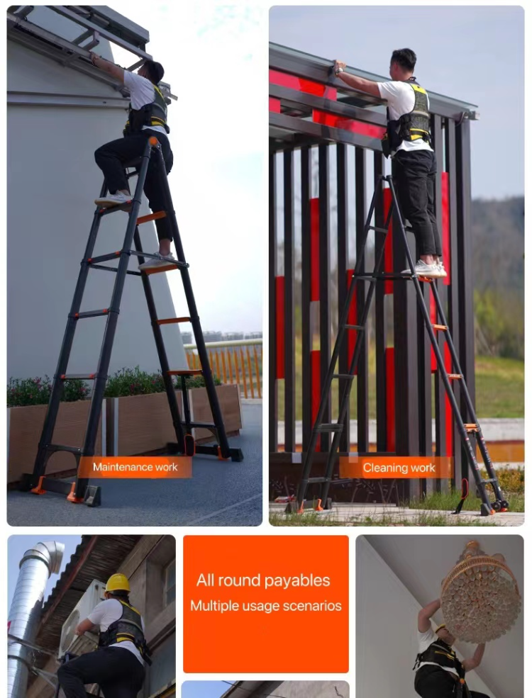 Aluminum Telescopic Ladder Team Multiple Steps 5+5 5.2m Multi-Purpose Stairs