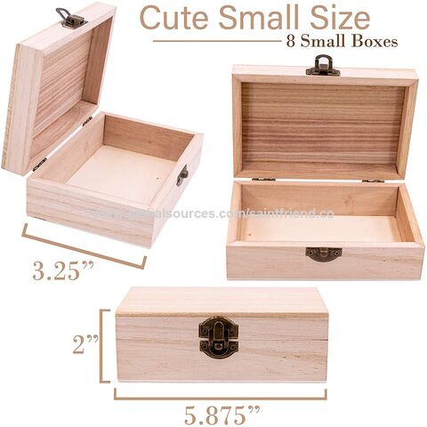 Wooden Trinket Box Hinged Small Keepsake Jewelry Treasure 