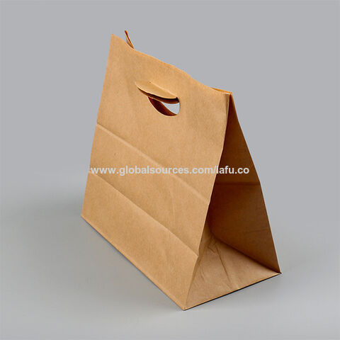 Heavy Duty Square Bottom Punch Hole Takeaway Kraft Paper Bag - China Kraft Paper  Bag, Paper Shopping Bag