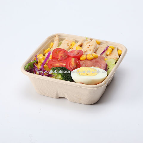 Zhehao 100 Pack Disposable Kraft Paper Bowls with PP Lids Large Food  Containers Disposable Bento Boxes Rectangle Take Out Containers for  Noodles, Poke