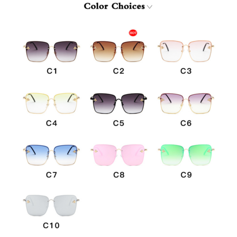 Frameless Transparent Sunglasses Square Glasses Fashion Sunscreen