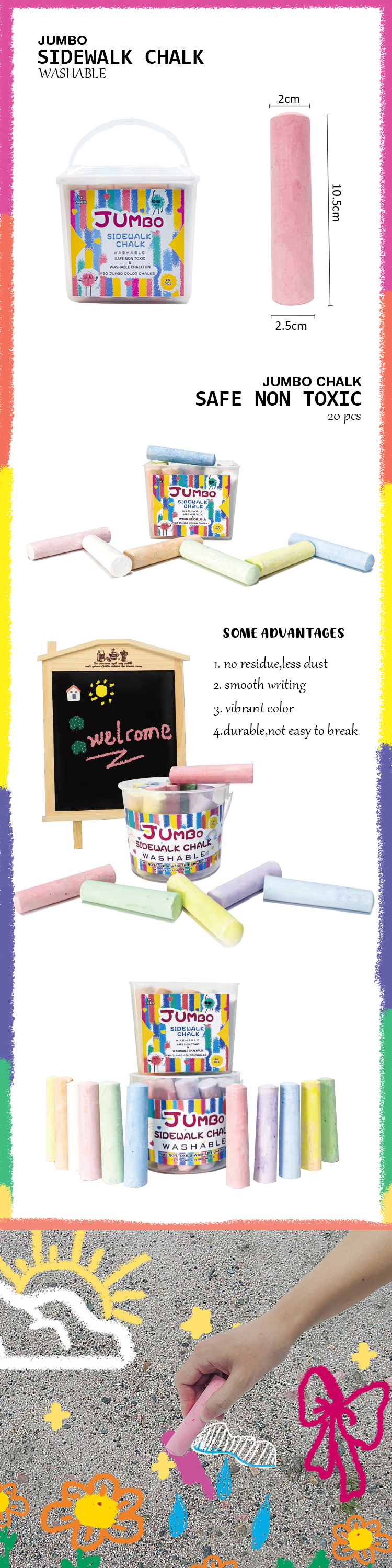 Washable Rainbow Colored Sidewalk Chalk For Kids - China Wholesale Rainbow  Chalk $0.48 from Ningbo Lgo Commodity Co., Ltd.