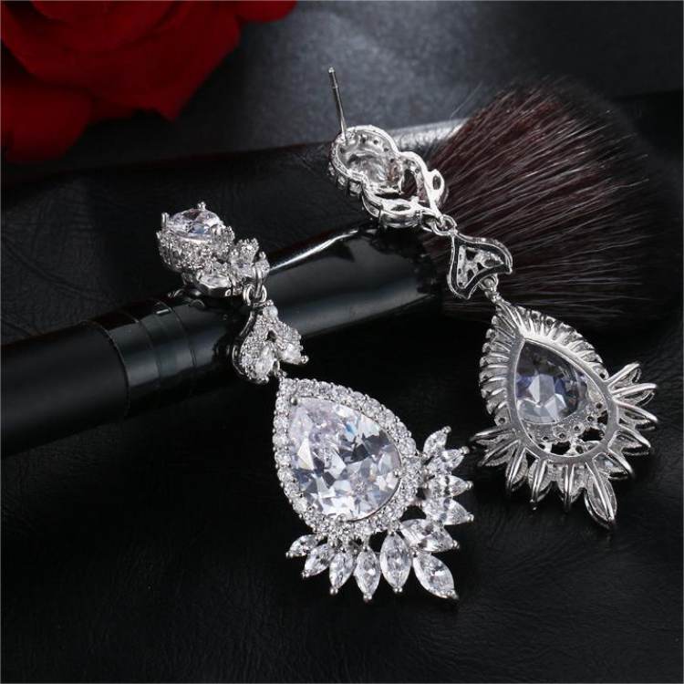 Erin Cole Couture Bridal Earrings | Long Crystal Drop Earrings