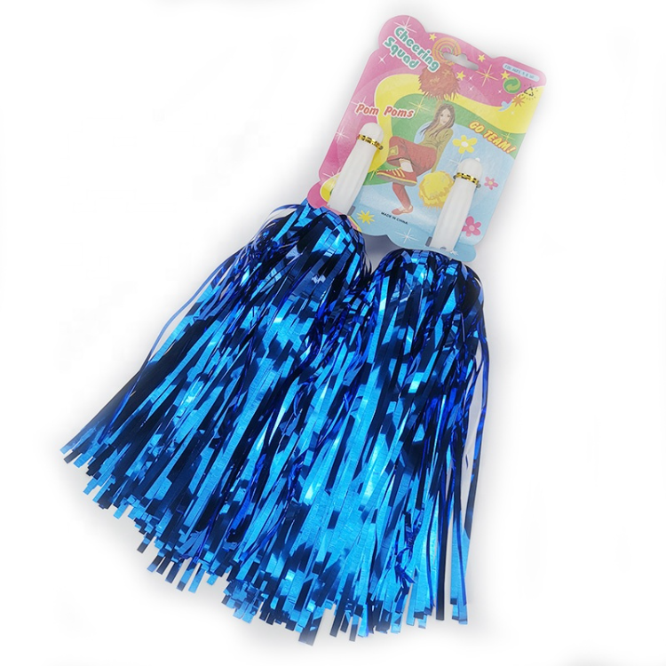  100 Pack Cheerleading Pom Pom Bulk Plastic Cheer Pom Poms  Cheerleader Pompoms Cheering Hand Flowers with Handle for Kids Adults  Sports Dance Match Team Cheerleading Squad Cheering (Blue and Silver) 