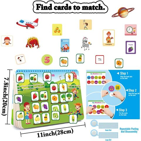 Libro ocupado Montessori para niños de 2, 3 y 4 años, pegatinas