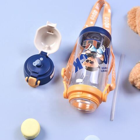 Kawaii Bear Water Bottle With Straw Portable Leak Proof Strap Teddy Kids 27  Oz