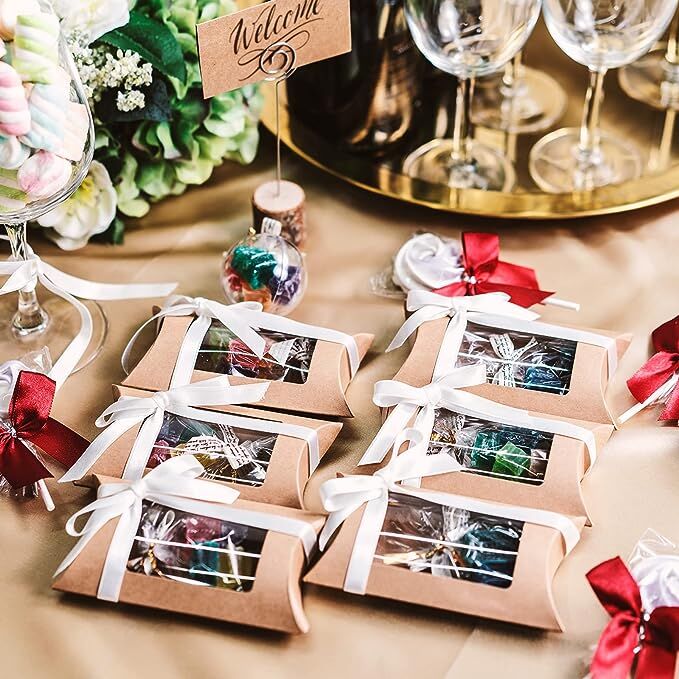 Buy Wholesale China Pillow Box With Window Custom 100pcs Kraft Paper ...