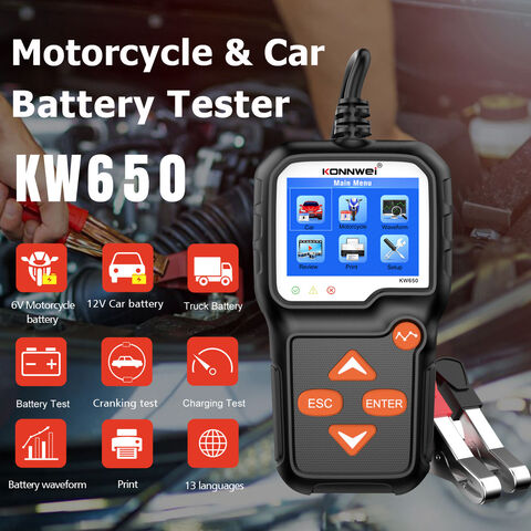 Konnwei KW650 Motorrad- und Autobatterie Tester - 6V-12V