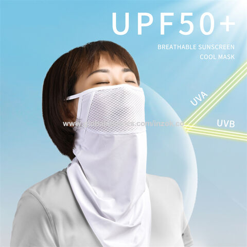 New Uv Protection Face Cover With Black Cap Visor, Ice Silk Sunscreen Mouth  Mask, Full Face Shield For Women, Light Grey