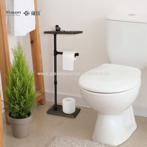 Free Standing Gold Toilet Paper Holder Stand White Marble Base and