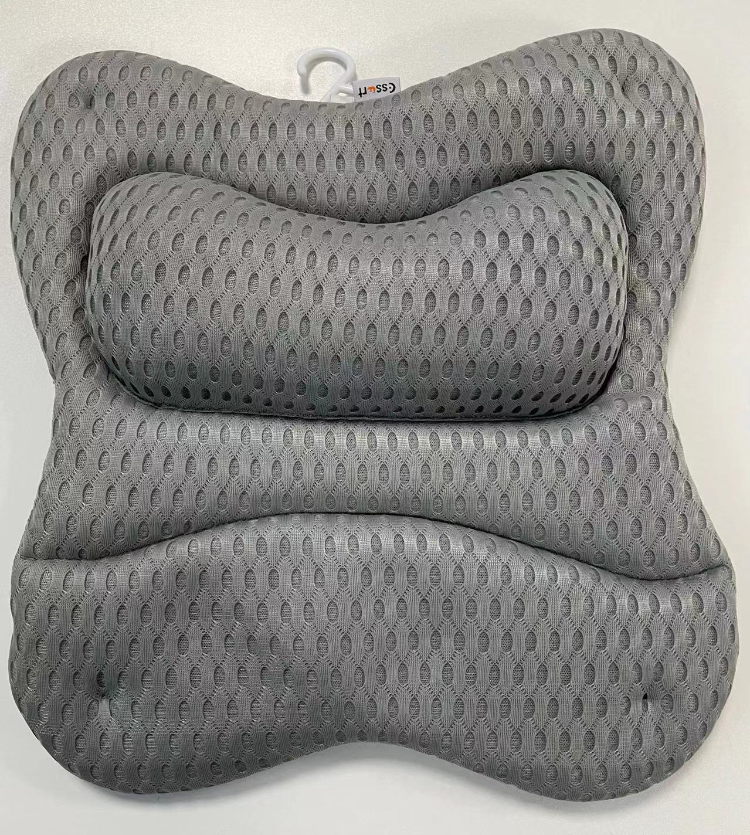 3d Mesh Bath Pillow Anti-bacteria And Anti-mite Spa Massage Pillow Tub  Pillow Bathroom Accessories Neck Head Back Support Gray
