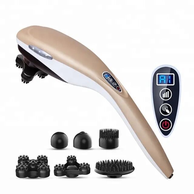 Handheld Percussion Massager with Heating 6 Interchangeable Massage Nodes  Stepless Speed