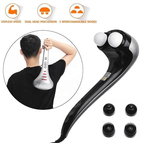 Handheld Percussion Massager with Heating 6 Interchangeable Massage Nodes  Stepless Speed