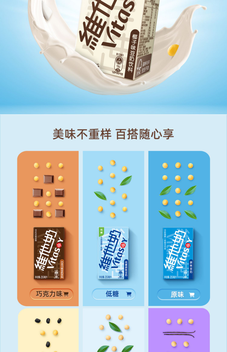 Vitasoy Coconut Flavored Soy Milk Drink 250ml*24 Boxes/carton Readyto