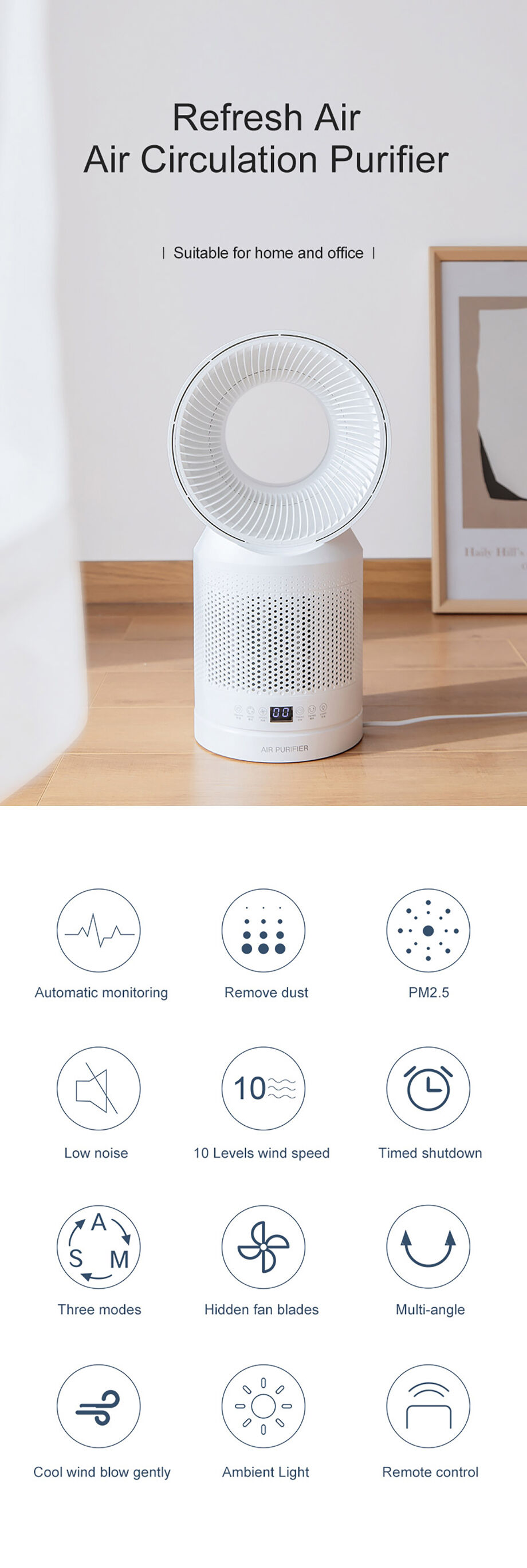 Buy Wholesale China Leafless Desk Fan Air Purifier Home H13 Hepa Filter