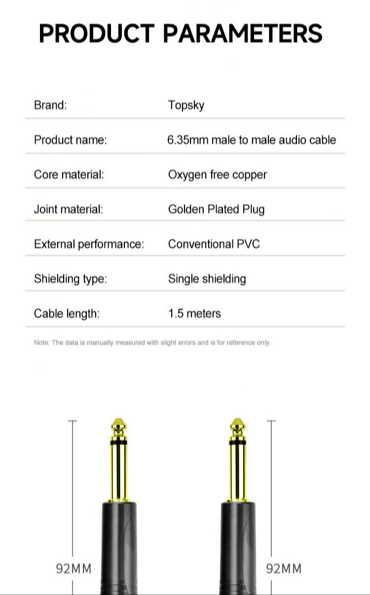 Buy Wholesale China Car Aux Cable 1.5m/2m/5m Hifi Sound 6.35mm Jack To