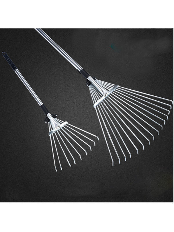 Garden Rake With Plastic Handle, 9 Stainless Steel Tines And Adjustable ...