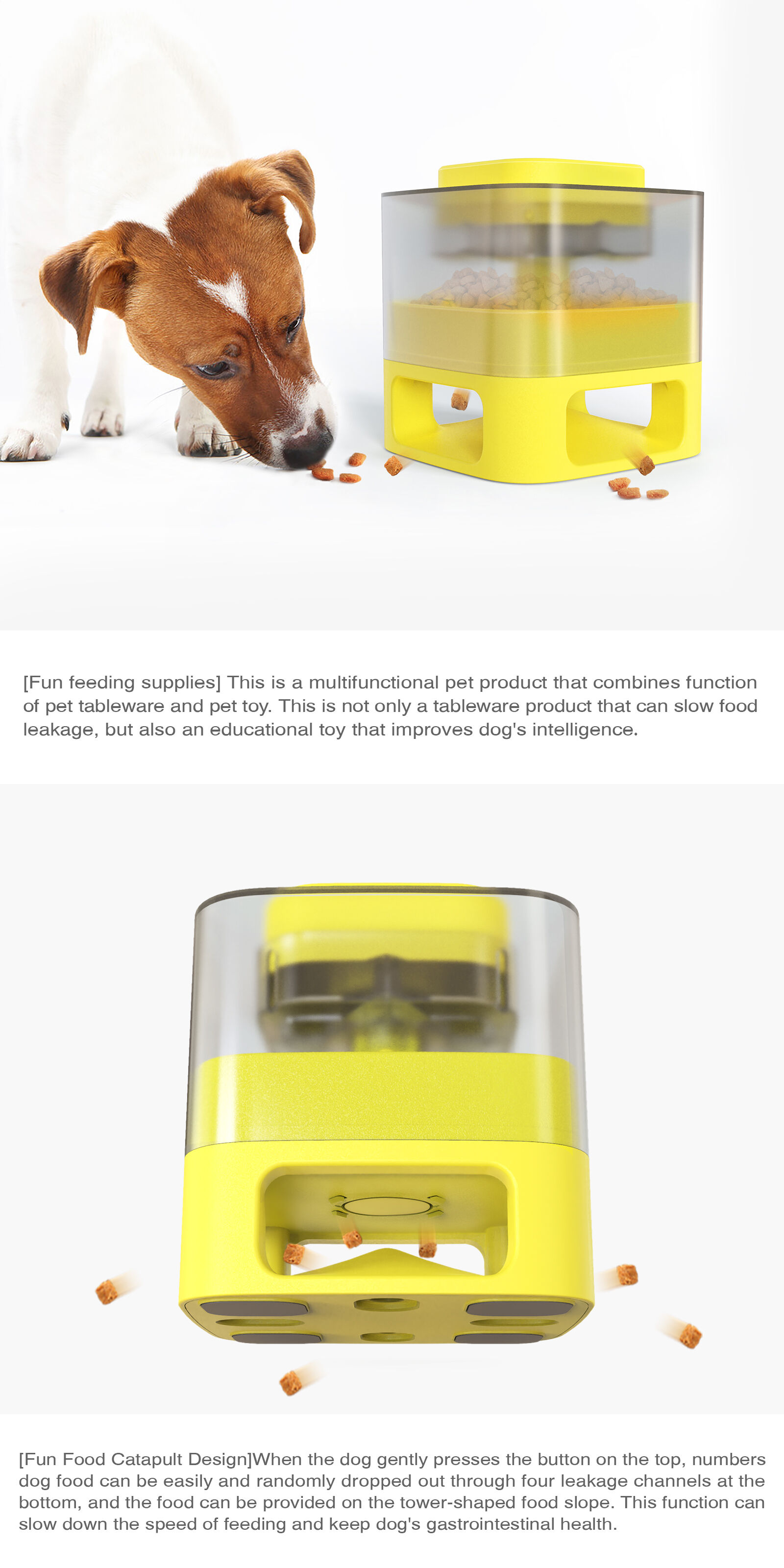 Buy Wholesale China Pet Food Dispenser Interactive Button Triggers Dog  Press Slow Food Feeder & Pet Toy at USD 4.01