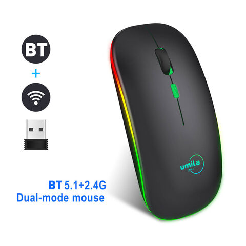 Lightweight Gaming Mouse, Rechargeable Wireless Gaming Mouse, (Bluetooth  5.1 + 2.4Ghz RF) Dual Mode Wireless Mouse with USB Receiver RGB Backlight