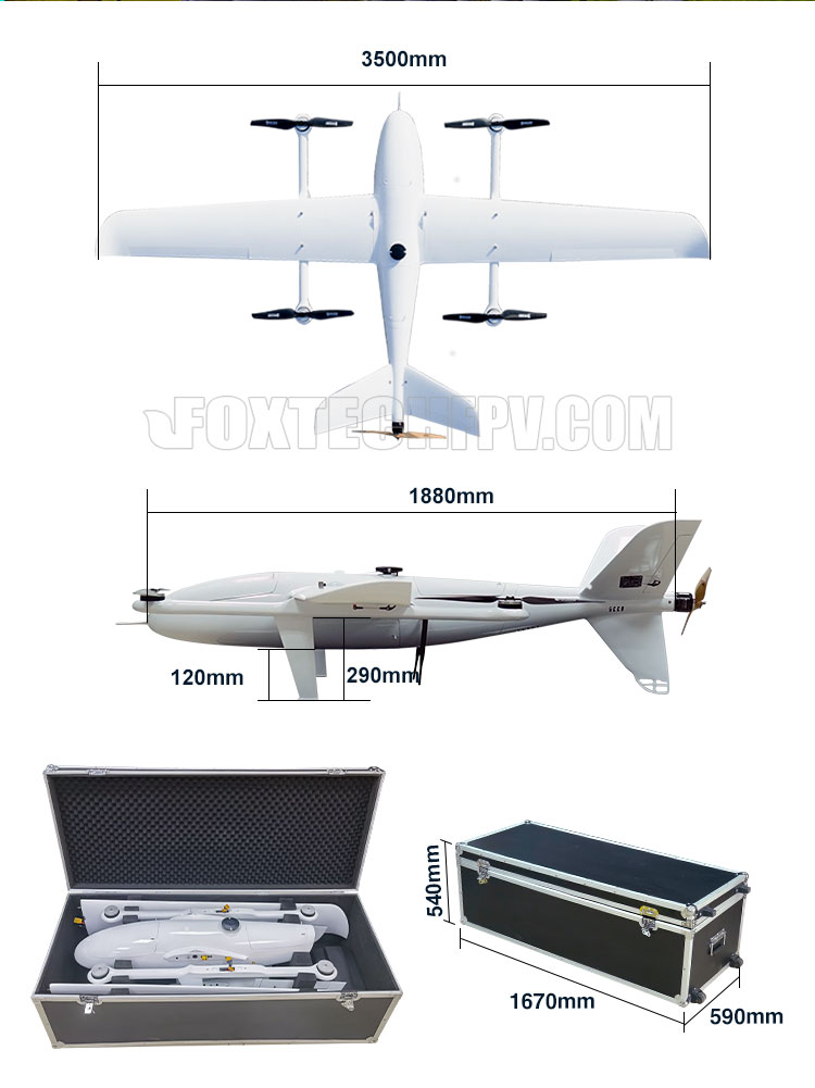 Foxtech Ayk-350 7kg Load Fixed Wing 10kg Heavy Payload Drone Delivery ...