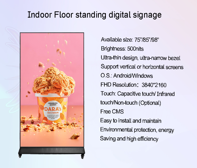 85 Inch Led Touch Panel 85 Inch Cms Software Indoor Ir Touch Screen Floor Standing Advertising ...