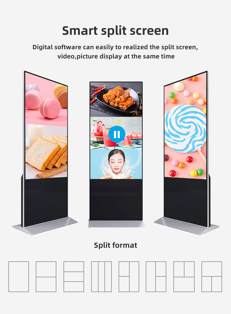 100/75/55 Inch Indoor Touch Screen Lcd Outdoor Advertising Totem Kiosk ...