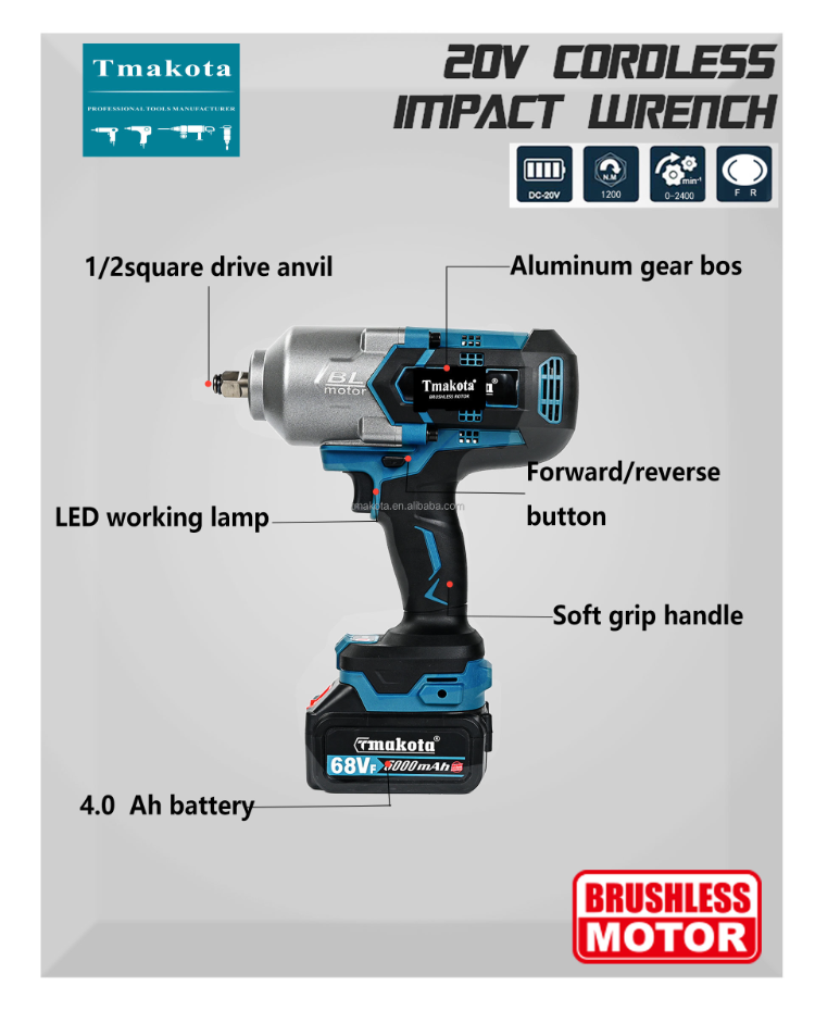 Buy China Wholesale Impact Wrench 1/2 Cordless Brushless Electric Torque  Wrench 2021 Hot Sale Portable Battery Electric 21v 1200nm Brushless Motor & Electric  Impact Wrench 1 2 $165